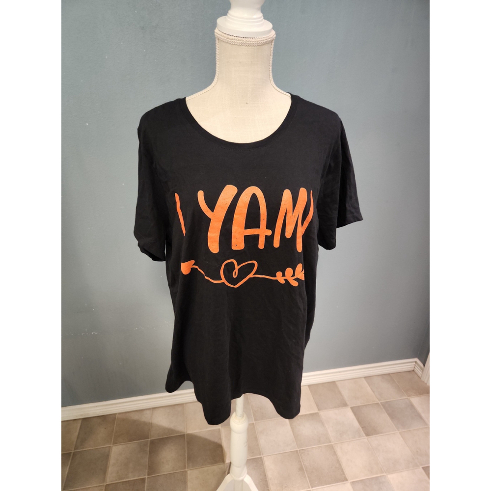 Amazon Essentials I Yam Thanksgiving fall 100% cotton cropped short sleeve top